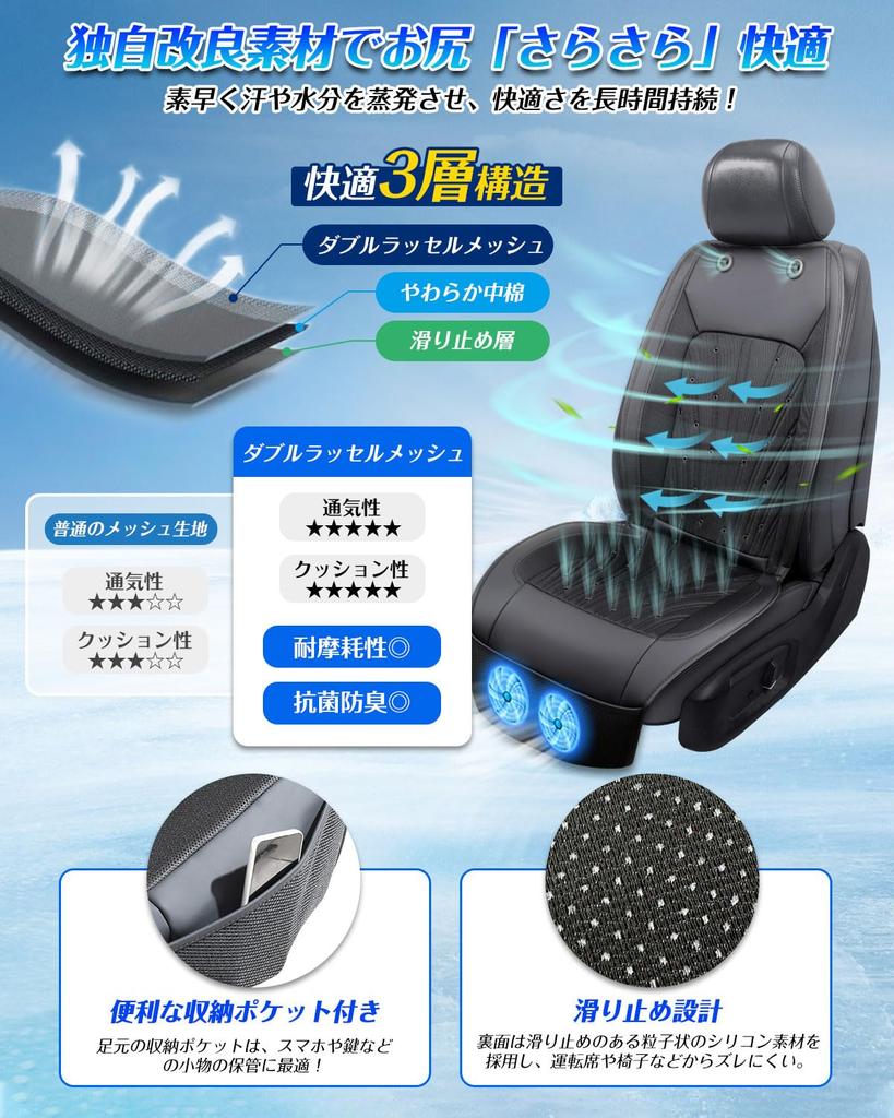 Cakoey Cool Seat, Chladič autosedačky, 2025, 2 extra velké ventilátory, Kompatibilní s DC12V/24V, Plynulý