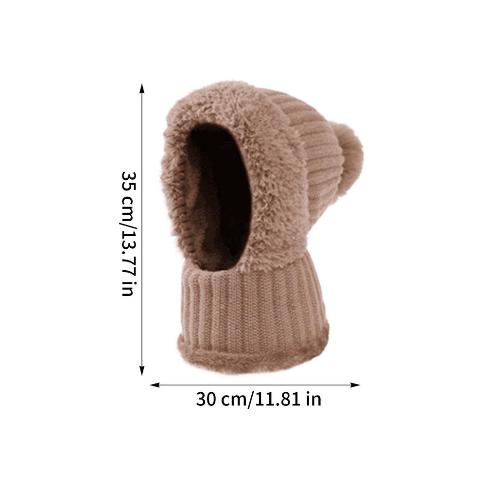 

Вязаная шапка-бини Осенняя шапка-бини с гетрами для шеи Флисовая подкладка Вязаная теплая шапка с ушками для холодной погоды Осенний поход Путешествие