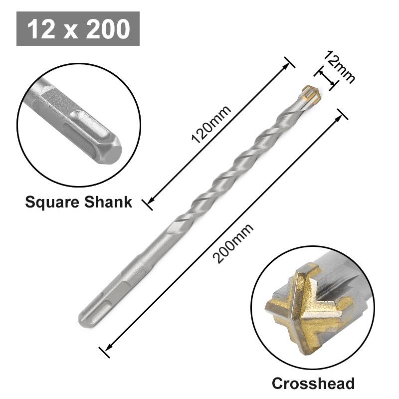 Cross Bit Four-Blade Electric Hammer Bit Carbide Impact Drill Concrete Reinforcement Square Shank Round Shank Five-Pit Shank