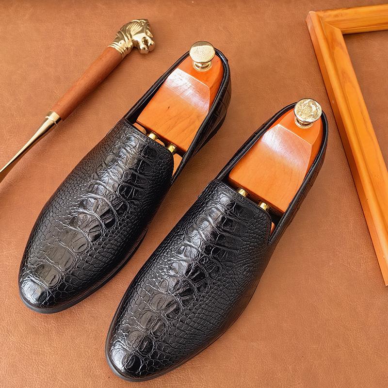 FashionCasual Leather Mens Slip On Footwear Office Man Formal Shoes Wedding Party Man Dress Shoes Breath Driving Lazy Loafers Moccasins