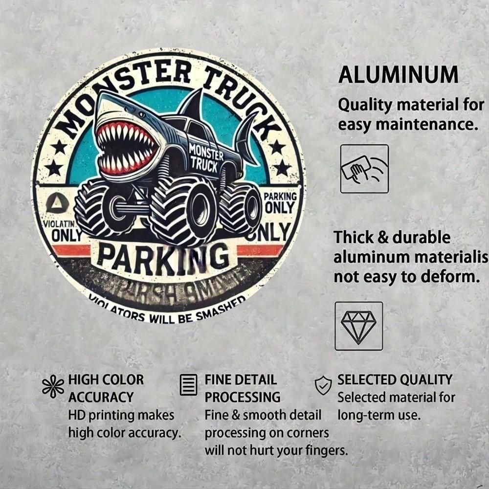 Vintage Monster Truck Metal Tin Sign 8x12 Inch Retro Aluminum Wall Art Decor for Garage Bar Man Cave
