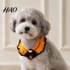 Cozy Knitted Pet Clothes Halloween Costume for Cats Small Dogs, Handmade Crochet Witch Hat Bib Puppy Party Accessories Collar, Adjustable Holiday Dog
