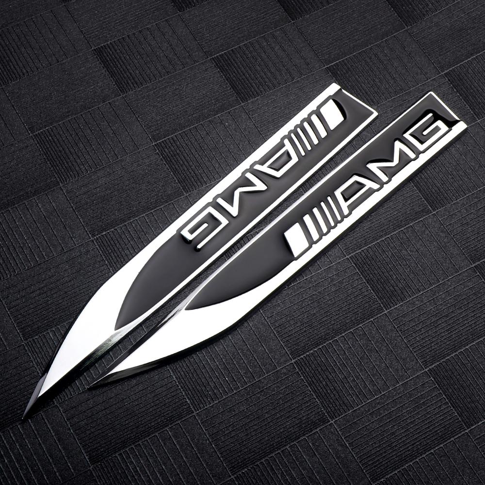 3D Metal Car Fender Side Sticker Auto Left Right Wing Decoration for Mercedes Benz AMG W213 W214 W210 GLK GLS W203 W204 W211 ee05