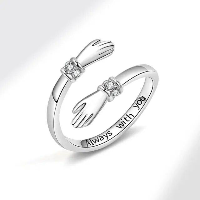 

ANENJERY Hands Hug блестящее кольцо с цирконием для женщин и девочек Freindship нежное креативное открытое кольцо вечерние ювелирные изделия подарки другу белый