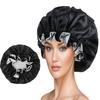 Wendbare Satin- und Spitzen-Schlafhaube: Doppellagige Duschhaube und Chemohut zum Haarschutz