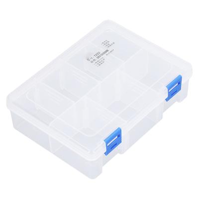 Small Parts Organizer 7 Grids Clear Storage Box PP Plastic Compartment Storage Container with Removable Divider