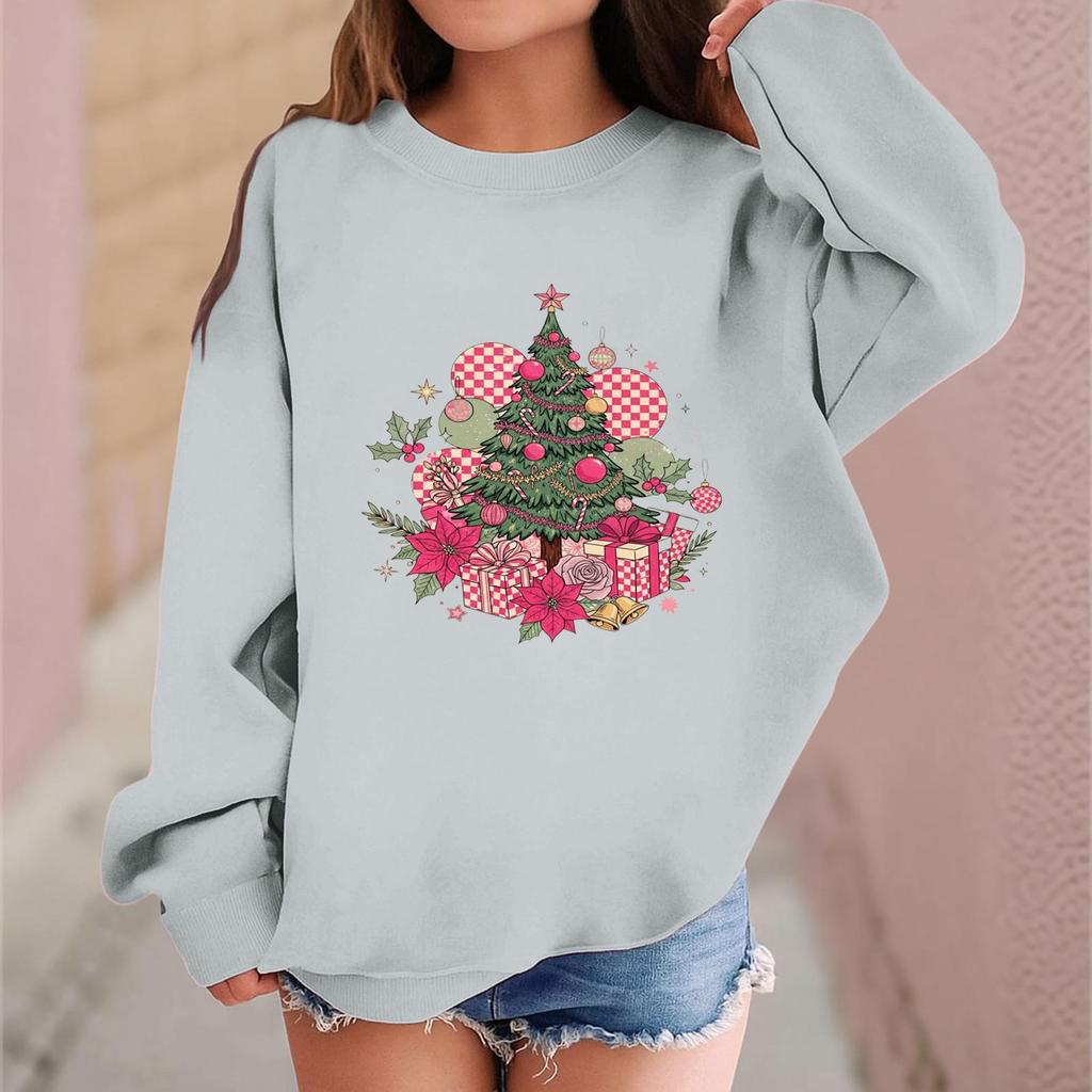 Children's Fashionable Casual Long-sleeved Loose Christmas Print Pullover Sweatshirt