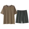 Men's Pajamas Summer Thin Solid Color Short-sleeved Shorts Loose and Simple Casual Style Pure Cotton Loungewear Can Be Worn Outside
