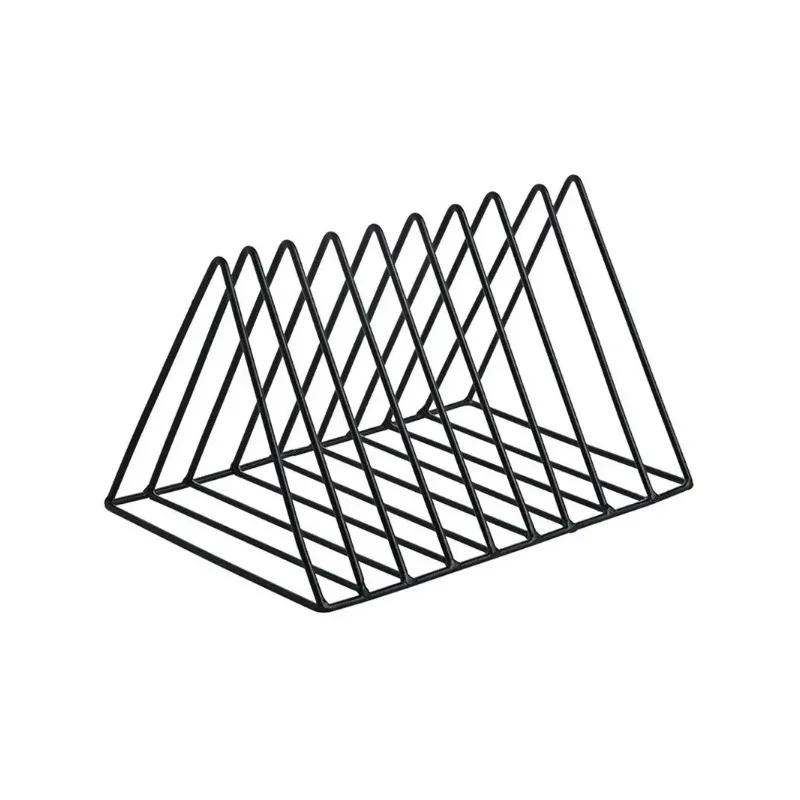 Nordisches Schmiedeeisen Kreatives Dreieck Bücherregal Eisen LP Schallplattenständer Dreieck Buch Zeitschriftenhalter Schreibtisch Schallplattenaufbewahrung Organizer