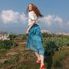 SanCai Summer 2026 High-Waist Floral A-Line Chiffon Skirt
