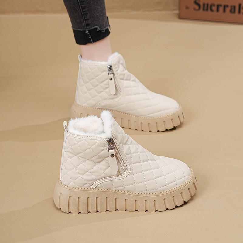 Snow boots women's 2025 winter new women's shoes fleece thickened bread shoes heightened thick-soled warm short cotton shoes women