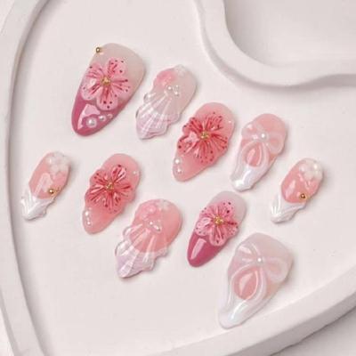 30Pcs Elegant Nail Art Pieces Presenting Pearls And Flower Accents For Timeless Beauty