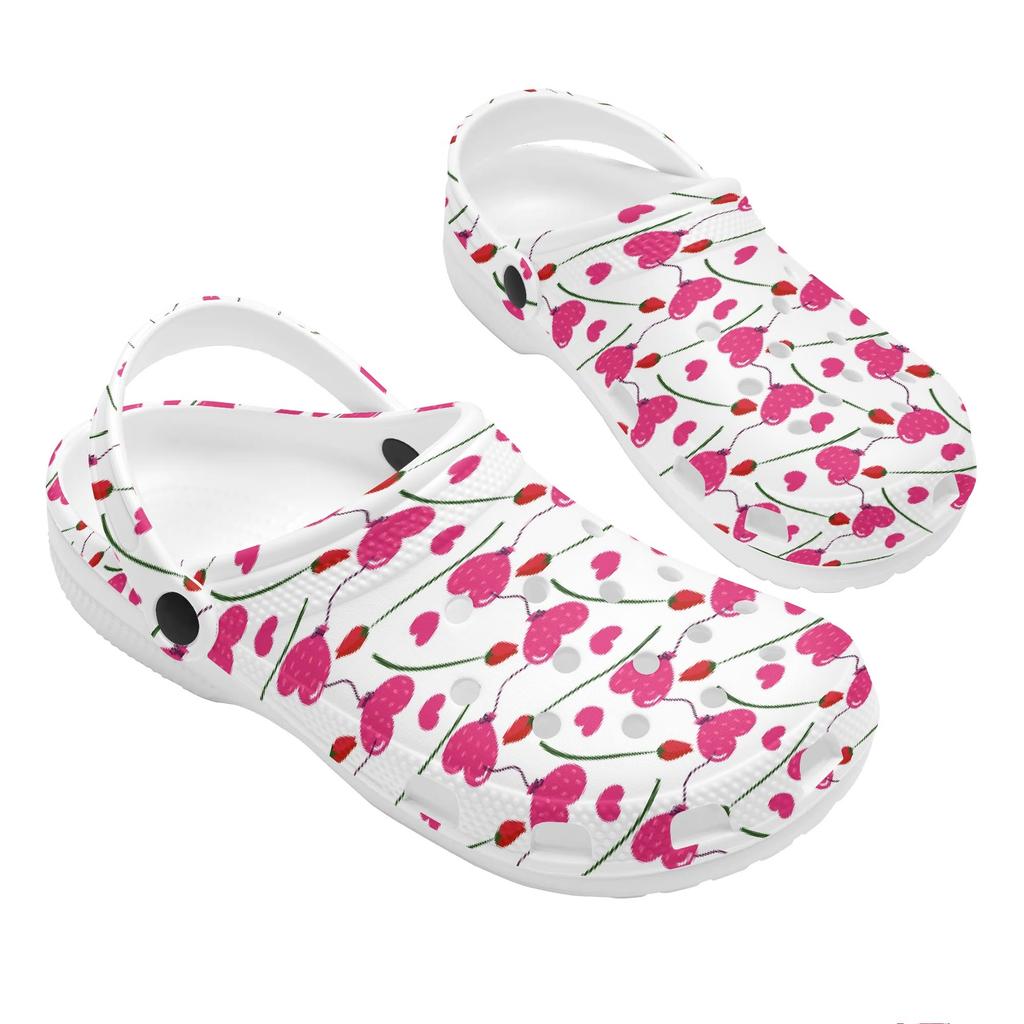 White Printed EVA Clogs Adult Unisex Easy Wear Breathable Slip On Casual Shoes Soft Sole Summer Sandals Lightweight Daily Wear