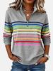 3D-Druck gestreifter Reißverschluss Pullover Hoodie für Damen