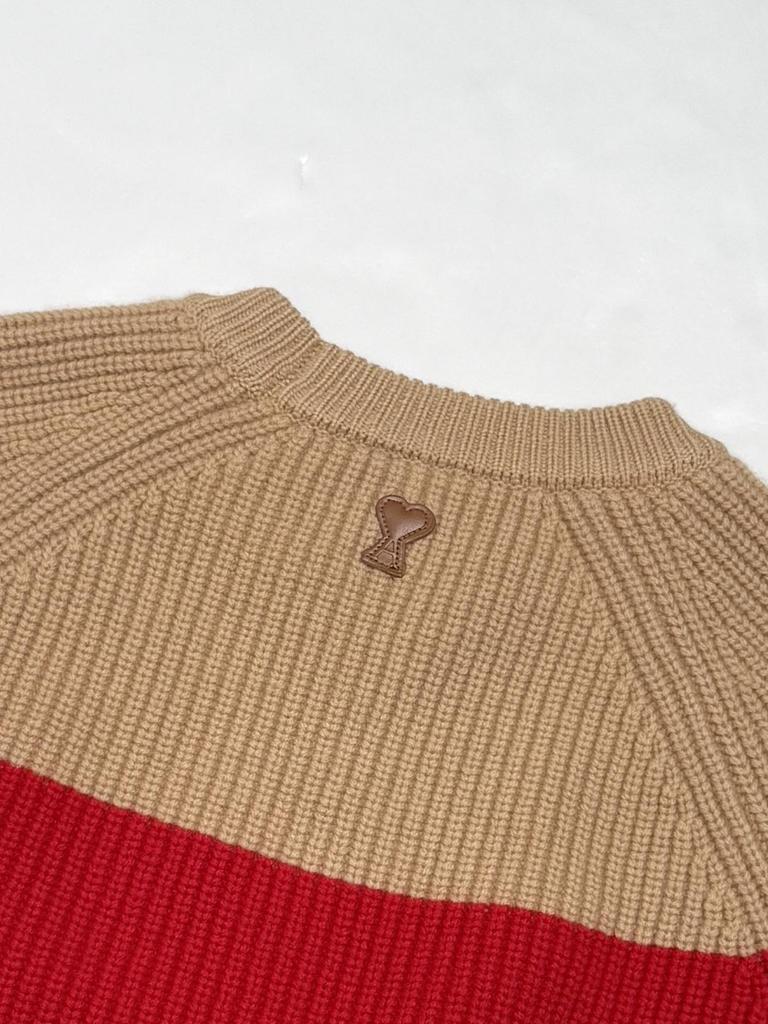 Autumn/Winter 2025 Women's Retro Color Block Pure Wool Jacquard Knit Pullover Sweater
