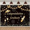 Abschlussfoto-Hintergrund, Glückwünsche, Abschlussfeier, Abschlusskappe mit gold-schwarzem Pailletten, Plakat mit personalisiertem Text, Banner