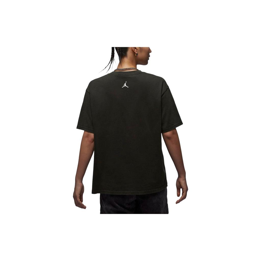 Jordan Loose Fit Short Sleeve T-Shirt With Logo Print Women Tops Gray Black FV7123-045