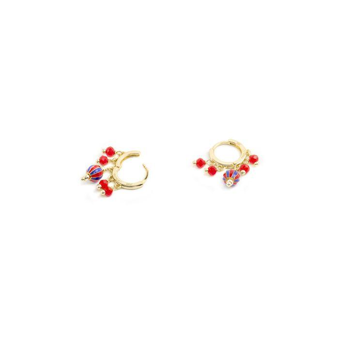 Boucles d'oreilles - LUXENTER - Towi - Argent 925 - Or jaune 18k - Laque rouge