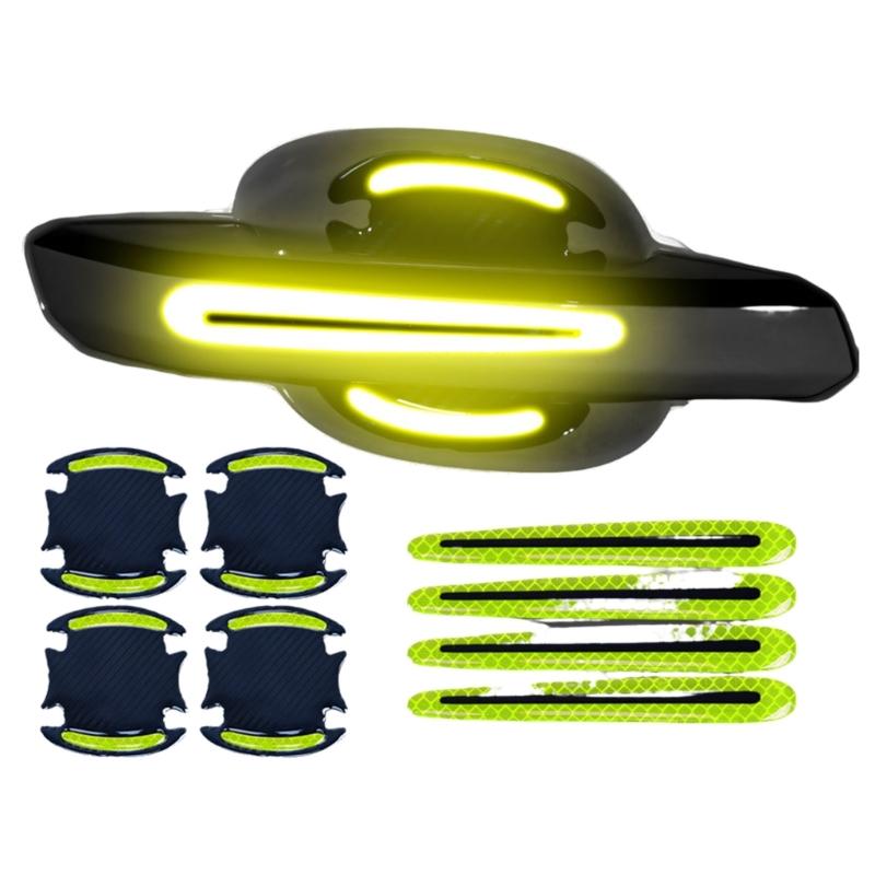 High Visibility Reflective Car Handle Protectors with Grip Texture Multipurpose Auto Door Handle 8pcs for Night Safety