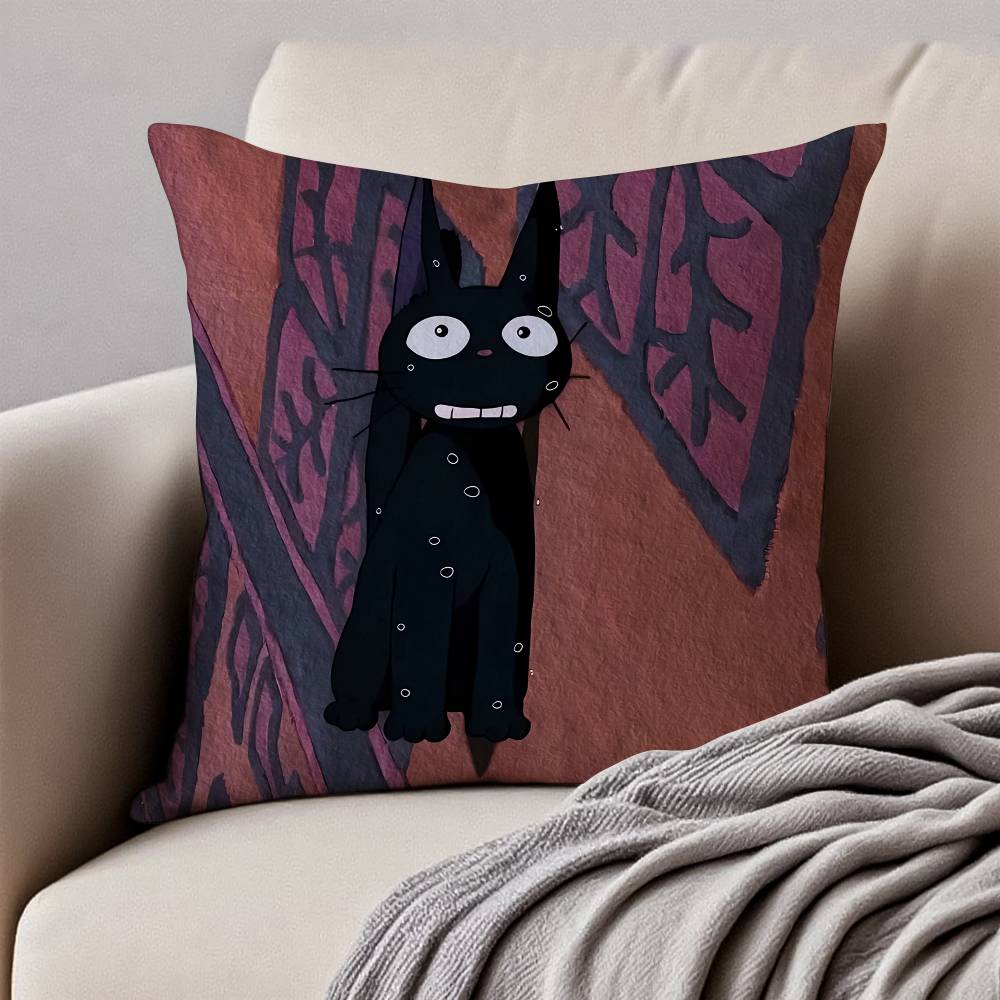 Cute Cat J-Jiji Pillow Case Anti-dustmite Pillowcase Invisible Zipper Silky Short Plush Sofa Cushion Cover