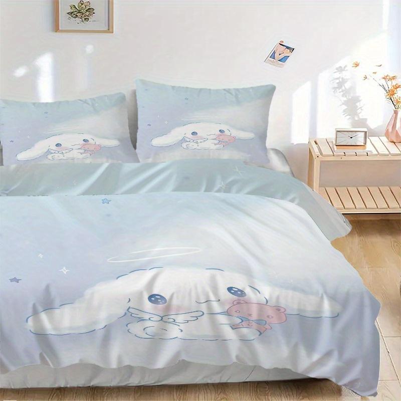 

3pcs Angel Cinnamoroll Ideas Printed Quilt Set - Includes 1 Quilt Cover and 2 Pillowcases, Machine Washable - Suitable for All Seasons.S002 135x200cm