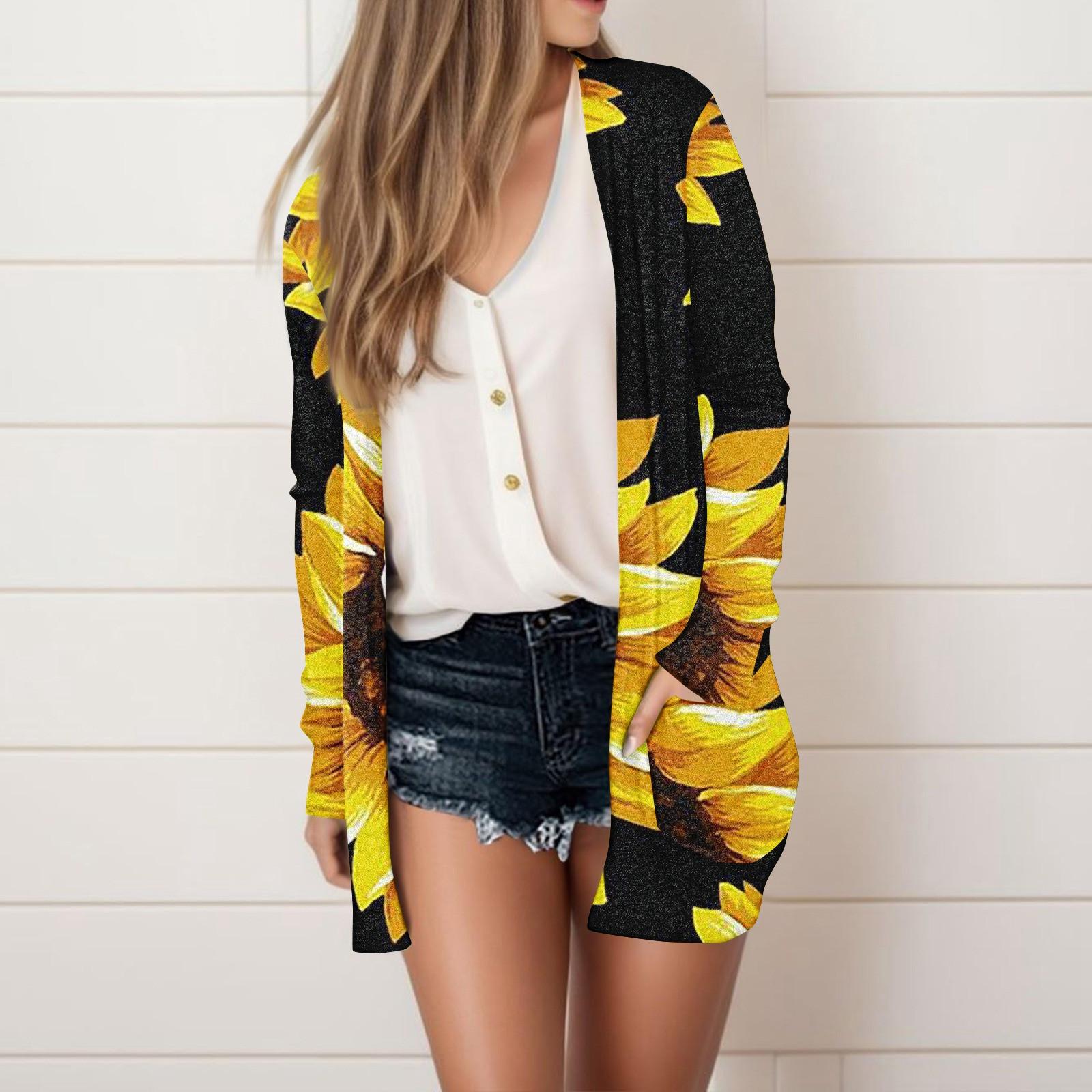 Женская мода Свободный повседневный карманный однотонный кардиган с длинными рукавами — фото 6