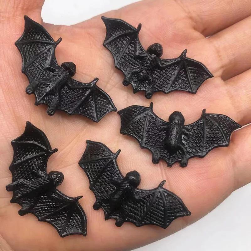 50pcs Plastic Luminous Black Fake Bat Halloween Decor Haunted House Horror Props Accessories DIY Party Dressing Party Favors