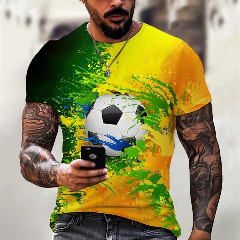 Men's Football Printed Short-sleeved Fashion Versatile Top Casual T-shirt Loose Comfortable T-Shirts Men’s