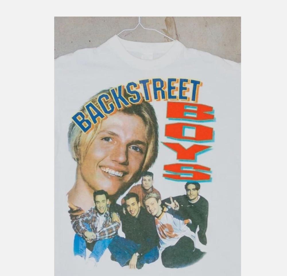 Vtg Nick Carter A Členové Kapely Backstreet Boys Bavlněné Bílé Tričko