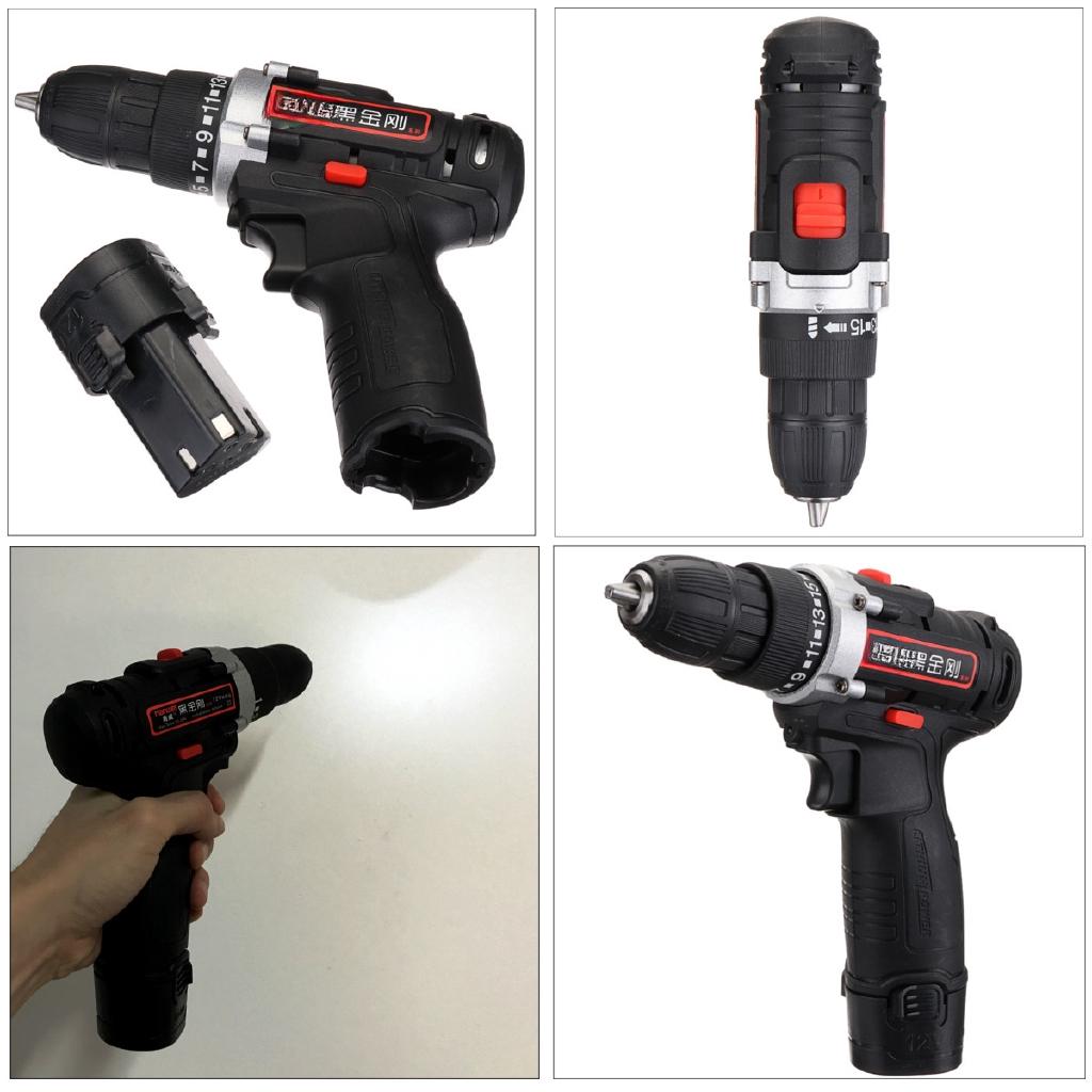 1/2Pcs 35Nm Cordless drill Double Speed Adjustment LED lighting Large capacity battery 15-speed torque adjustment