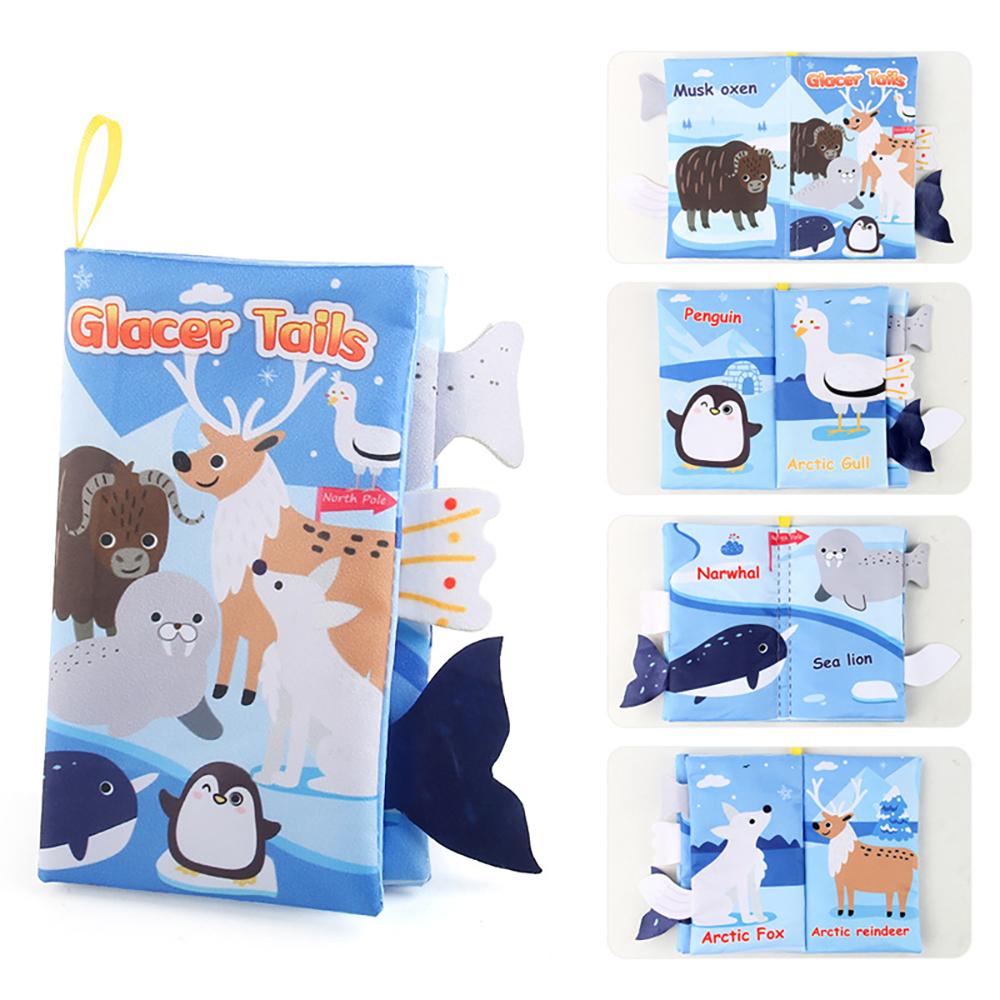 Baby Cloth Book Toys Cartoon Animals Tail  Educational Ringed Paper Cloth Book Toys Enlightenment Baby Toys 0-12 Months Gifts