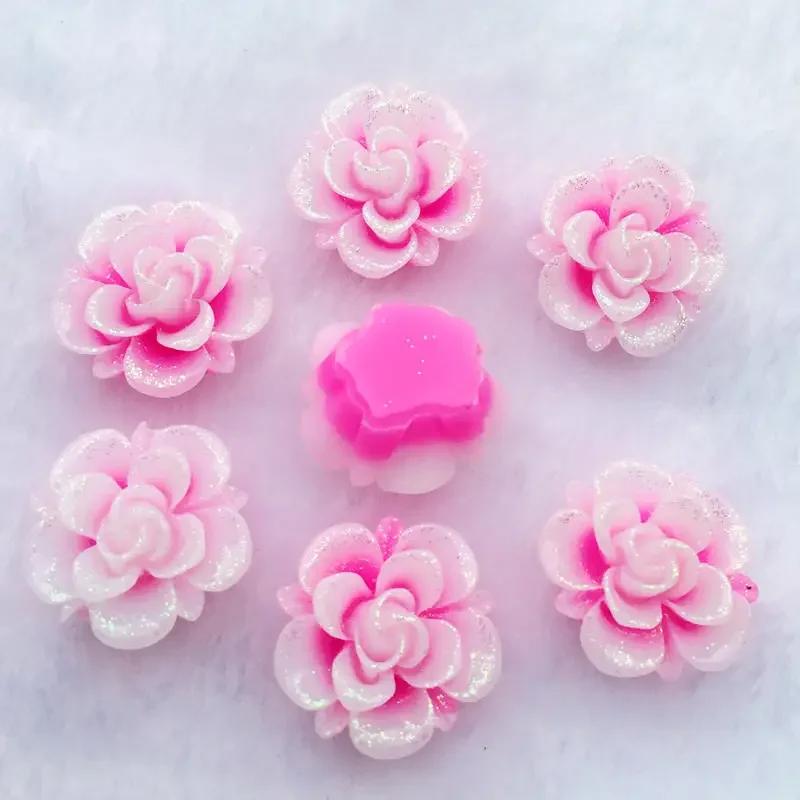 15pcs 19mm Resin Flower Rhinestone Flatback Cabochon for DIY Wedding Decoration -A62