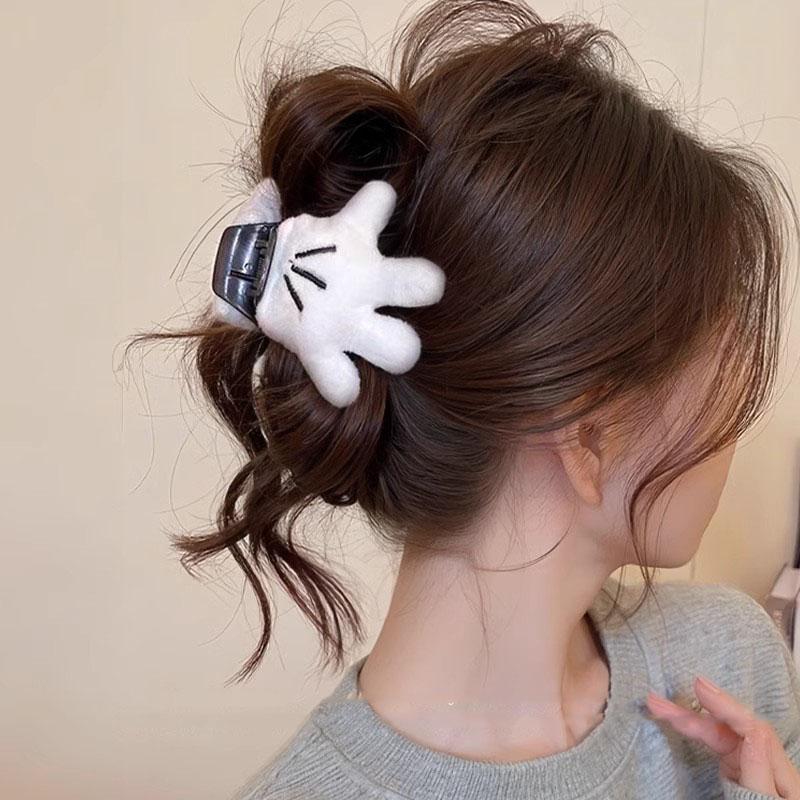 

Милые маленькие белые перчатки Зажим-краб для волос Креативный геометрический полузажим Акула Краб для волос Женские аксессуары для волос для девочек белый