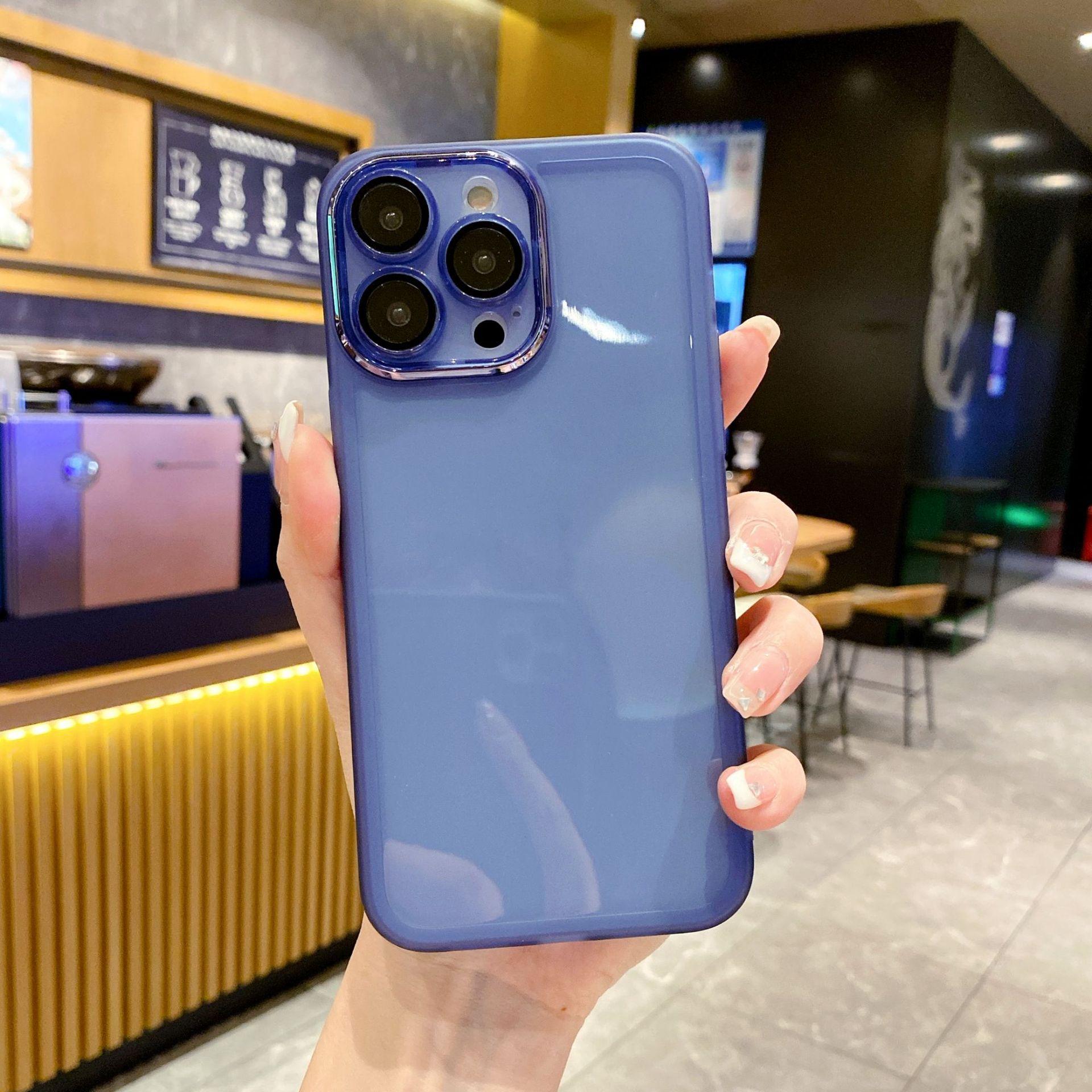 

Применимо к iPhone14 Обгальванизированный чехол для мобильного телефона с объективом Высококлассный Apple 15/16E Очаровательный глаз Прозрачный Всесторонний защитный чехол Apple 15PLUS синий