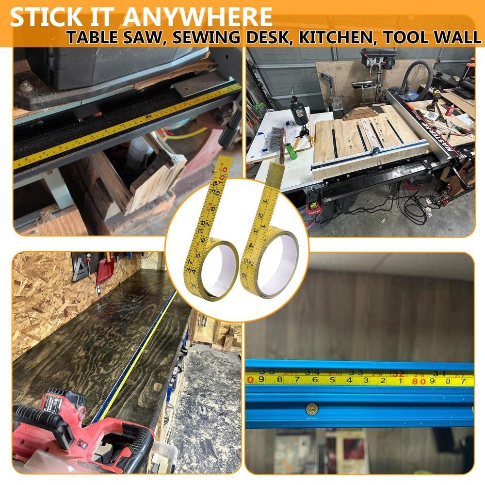 Imperial and Metric Scales Metal Tape Measure Self-Adhesive Left-Right Reading Ruler  Woodworking