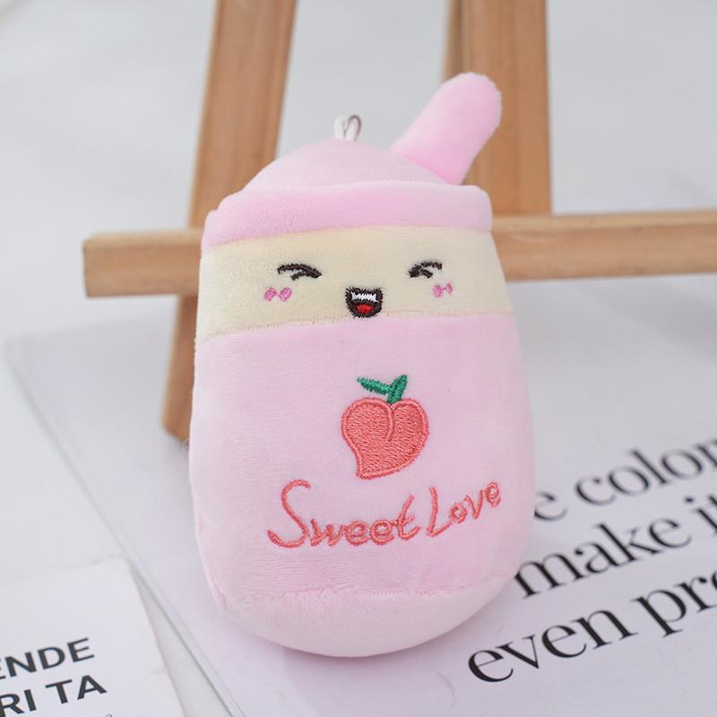 

Adorable Plush Fruit Boba Tea Cup Keychain 12cm Stuffed Toy Backpack Charm StyleA