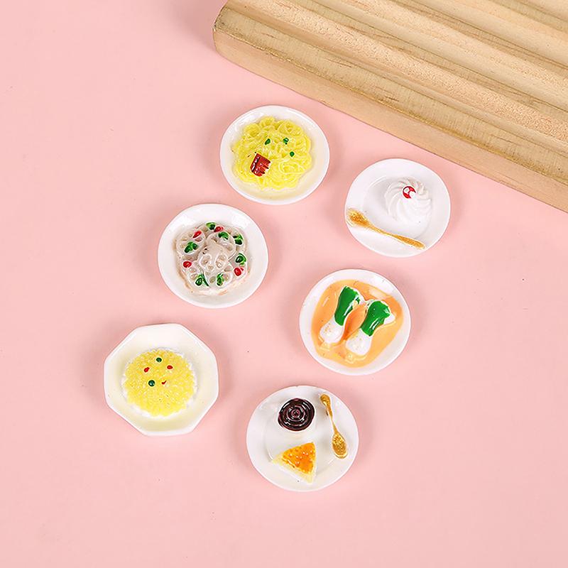 1 Stück Puppenhauszubehör Mini Dim Sum Platte DIY Miniaturlandschaft Feengarten Dekor Spielessen Ornamente