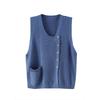Women's Knitted Vest with Asymmetric Hem Retro Artistic Loose Versatile Casual Gilet Top Cardigan