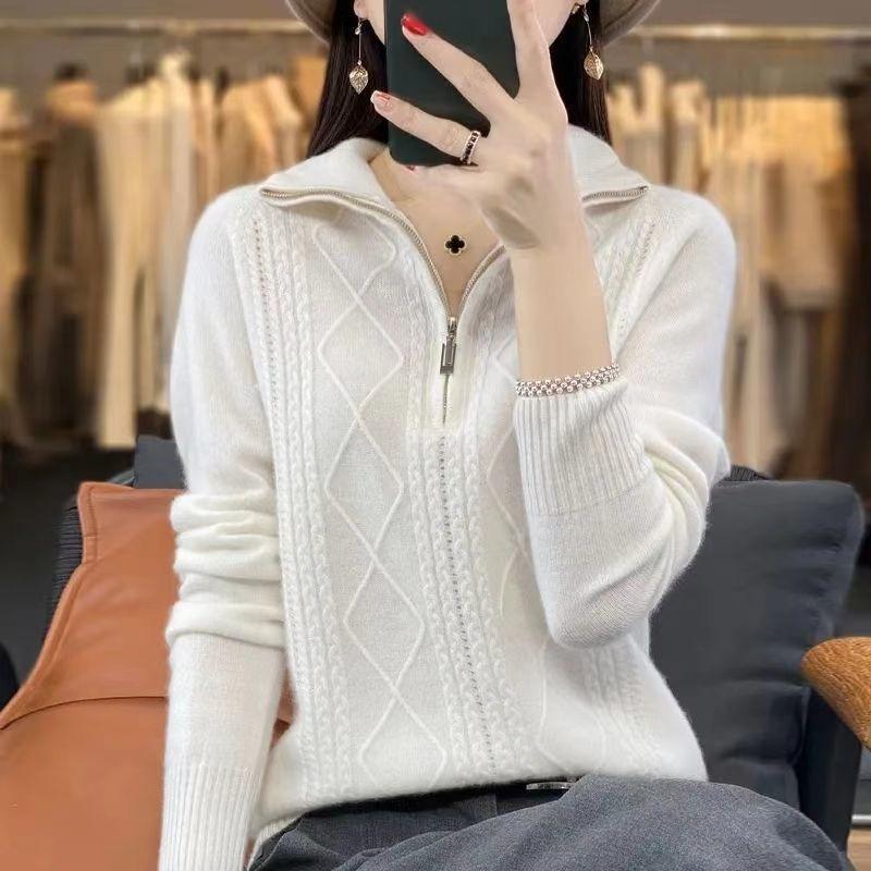 

Осенне-зимний женский свитер со стойкой, однотонный пуловер, вязаный топ L 110-120