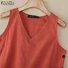 ZANZEA Women Summer V-Neck Loose Sleeveless Cotton Tank Tops