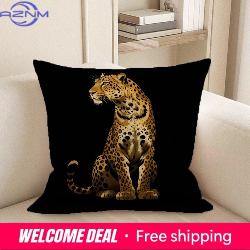 1Pc Exquisite 2D Flat-Printed Pillowcases With Various Adorable Animal Designs Sofa Cushion Cover Home Bedroom Room Decoration