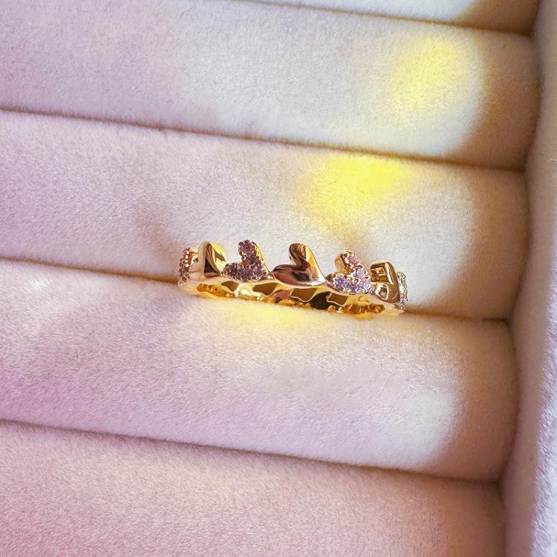 

Изысканное розовое геометрическое кольцо с бриллиантом в форме сердца и жемчугом для женщин, стильное регулируемое открытое J4917