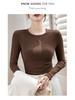 Women's Black Ribbed Slimming Crew Neck Long Sleeve Knit Top - Perfect for Spring, Autumn & Winter.