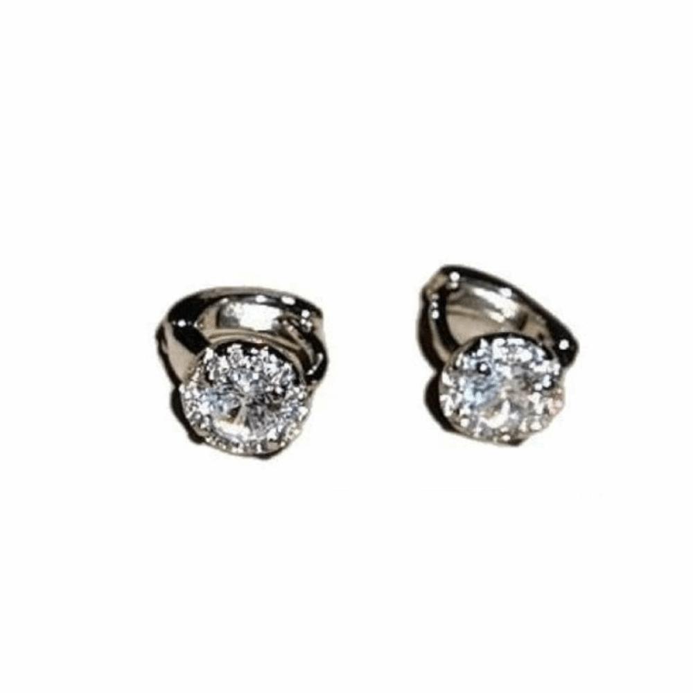 

Adjustable Synthetic Zirconia Earrings Silver Color Jewelry New Piercing Shiny Ear Buckles Banquet 4.5mm срібний