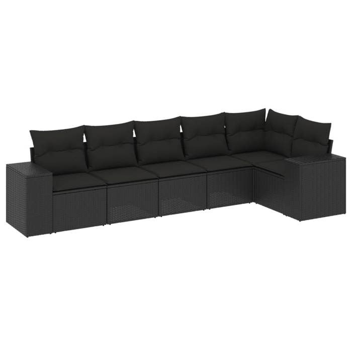 VidaXL Garden Lounge Set with Cushions 6 Pcs, Patio Sofas, Patio Furniture Set, Outdoor Furniture, Black 3254922