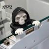 Unique Desktop Figurine Computer Monitor Skull Figurine 3D Printed Luminous Display Decor with Hooded Grim Reaper Design Halloween Horror