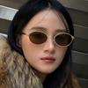 Women's glasses, new fashionable oval metal sunglasses, men's and women's outdoor sunglasses