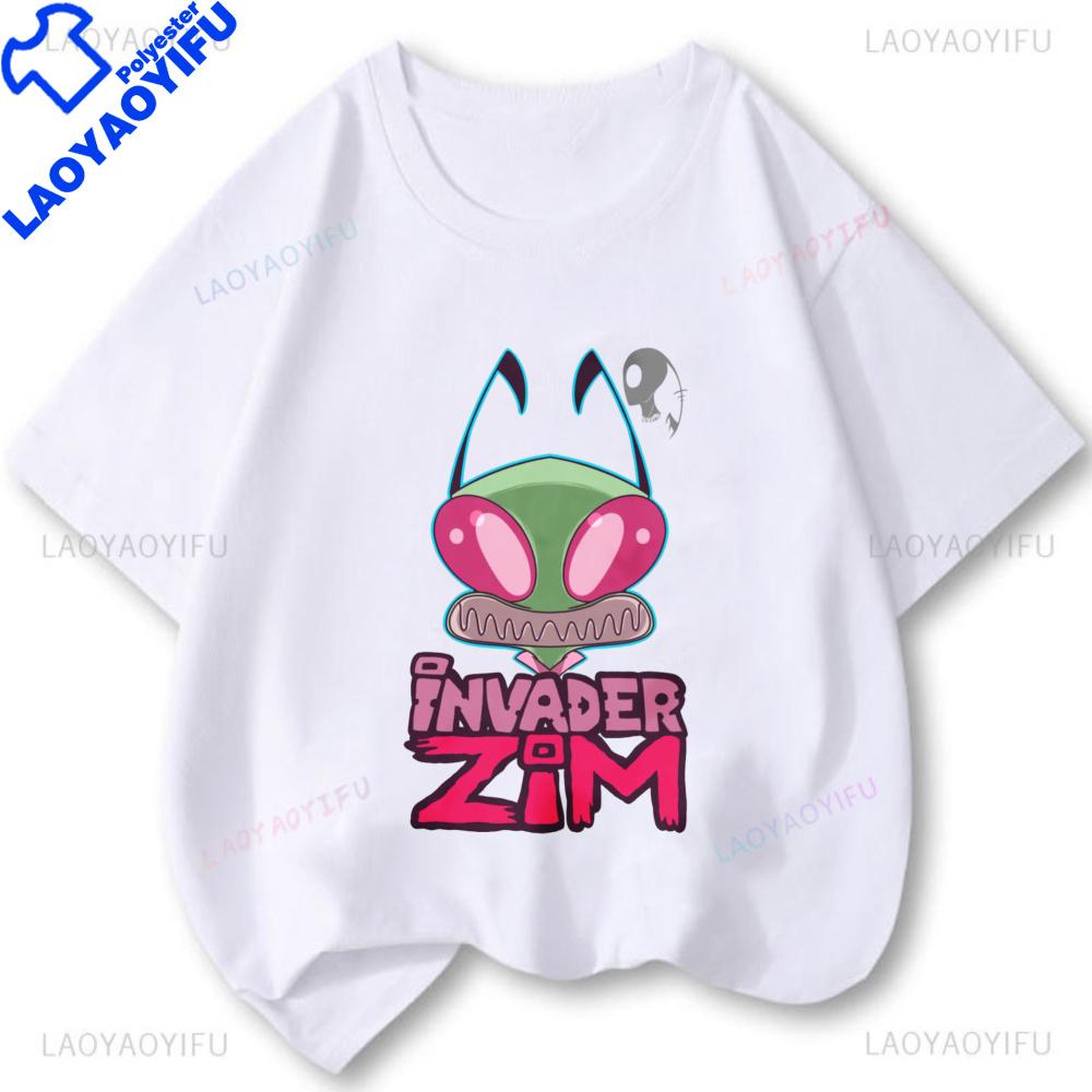 T-Shirts Invader Zim T-Shirt Streetwear Harajuku Grafik Kurzarmshirt Günstige Kleidung Polyester Lustige Cartoon-Oberteile
