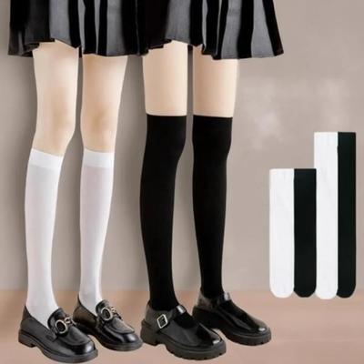 Knee-high Socks, Spandex Velvet, Plain Stockings for Girls