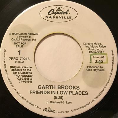 7-Zoll Schallplatte GARTH BROOKS - Friends In Low Places 7PRO79216PROMO Capitol Nashvil 1990 US Folk Gebraucht